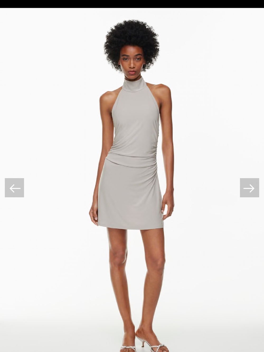 Aritzia Sleeveless High-Neck Ruched Side Mini Dress - Light Gray
